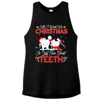 All I Want For Christmas Is My Two Front Teeth Funny Gift Ladies PosiCharge Tri-Blend Wicking Tank