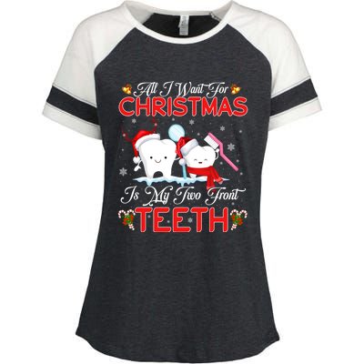 All I Want For Christmas Is My Two Front Teeth Funny Gift Enza Ladies Jersey Colorblock Tee