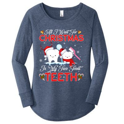 All I Want For Christmas Is My Two Front Teeth Funny Gift Women's Perfect Tri Tunic Long Sleeve Shirt