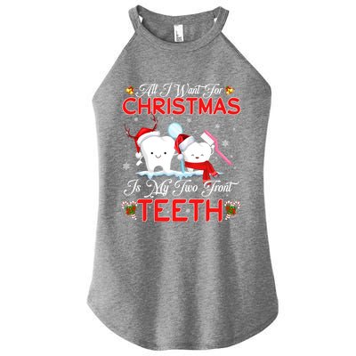 All I Want For Christmas Is My Two Front Teeth Funny Gift Women's Perfect Tri Rocker Tank