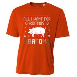 All I Want For Christmas Is Bacon Pig Ugly Christmas Sweater Gift Cooling Performance Crew T-Shirt