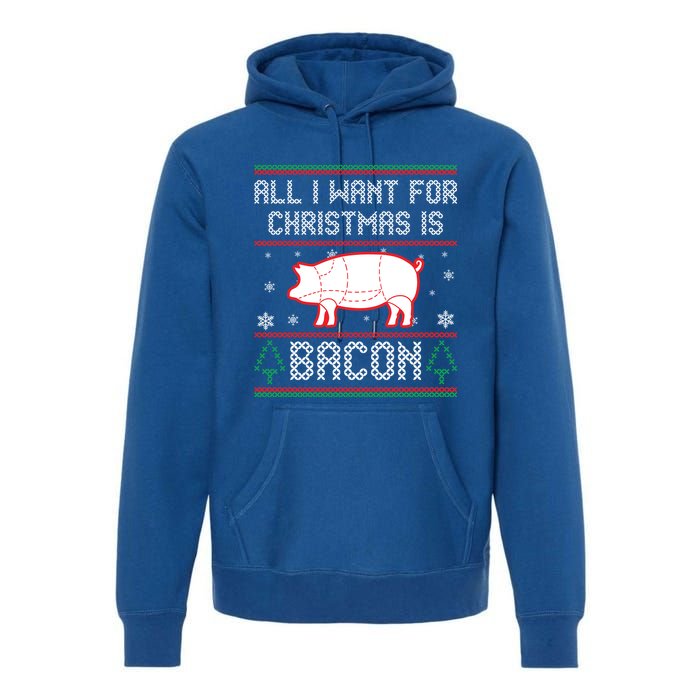 All I Want For Christmas Is Bacon Pig Ugly Christmas Sweater Gift Premium Hoodie