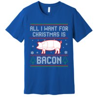 All I Want For Christmas Is Bacon Pig Ugly Christmas Sweater Gift Premium T-Shirt