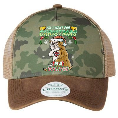 All I Want For Christmas Is A Bulldog Santa Claus Dog Xmas Gift Legacy Tie Dye Trucker Hat