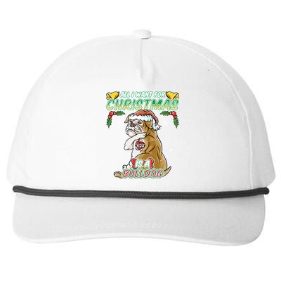 All I Want For Christmas Is A Bulldog Santa Claus Dog Xmas Gift Snapback Five-Panel Rope Hat