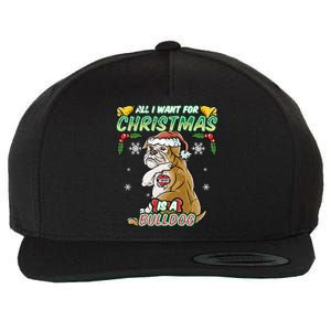 All I Want For Christmas Is A Bulldog Santa Claus Dog Xmas Gift Wool Snapback Cap