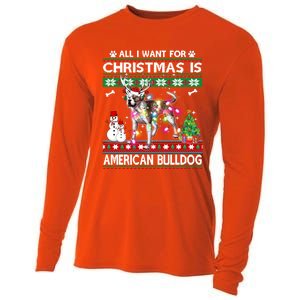 All I Want For Christmas Is American Bulldog Dog Xmas Gift Cooling Performance Long Sleeve Crew