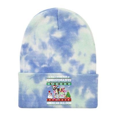 All I Want For Christmas Is American Bulldog Dog Xmas Gift Tie Dye 12in Knit Beanie