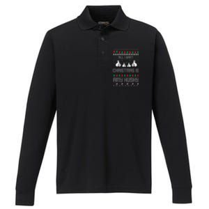 All I Want Christmas Is Amy Husky Performance Long Sleeve Polo