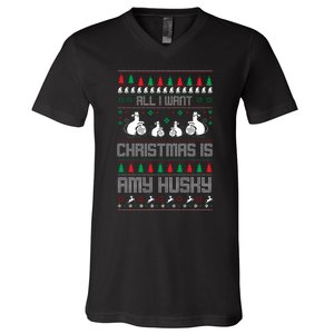 All I Want Christmas Is Amy Husky V-Neck T-Shirt