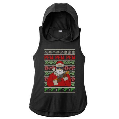 All I Want Is Guns Ugly Christmas Sweater Hunting Military Gift Ladies PosiCharge Tri-Blend Wicking Draft Hoodie Tank