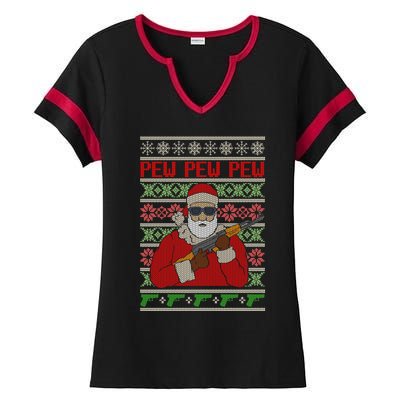 All I Want Is Guns Ugly Christmas Sweater Hunting Military Gift Ladies Halftime Notch Neck Tee