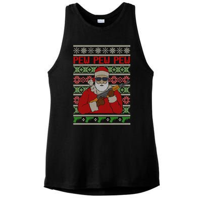 All I Want Is Guns Ugly Christmas Sweater Hunting Military Gift Ladies PosiCharge Tri-Blend Wicking Tank