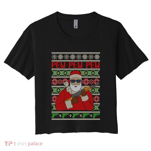 All I Want Is Guns Ugly Christmas Sweater Hunting Military Gift Crop Top