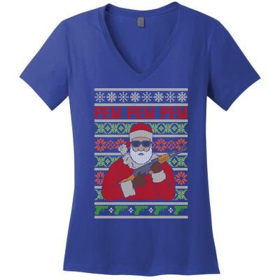 All I Want Is Guns Ugly Christmas Sweater Hunting Military Gift Women's V-Neck T-Shirt