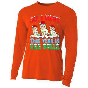 All I Want This Year Is Ragdoll Cat Wearing Christmas Hat Gift Cooling Performance Long Sleeve Crew