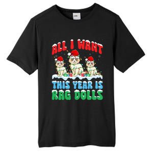 All I Want This Year Is Ragdoll Cat Wearing Christmas Hat Gift Tall Fusion ChromaSoft Performance T-Shirt