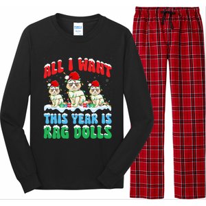 All I Want This Year Is Ragdoll Cat Wearing Christmas Hat Gift Long Sleeve Pajama Set