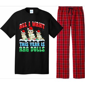 All I Want This Year Is Ragdoll Cat Wearing Christmas Hat Gift Pajama Set