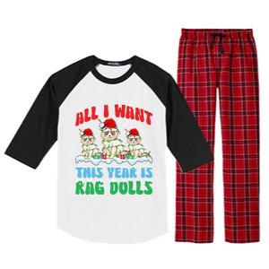 All I Want This Year Is Ragdoll Cat Wearing Christmas Hat Gift Raglan Sleeve Pajama Set