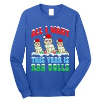 All I Want This Year Is Ragdoll Cat Wearing Christmas Hat Gift Long Sleeve Shirt