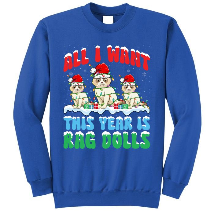 All I Want This Year Is Ragdoll Cat Wearing Christmas Hat Gift Sweatshirt