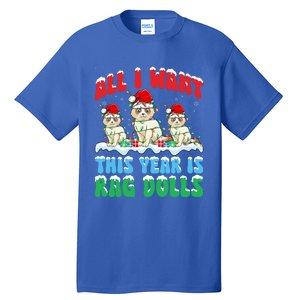 All I Want This Year Is Ragdoll Cat Wearing Christmas Hat Gift Tall T-Shirt