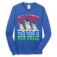 All I Want This Year Is Ragdoll Cat Wearing Christmas Hat Gift Tall Long Sleeve T-Shirt