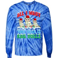 All I Want This Year Is Ragdoll Cat Wearing Christmas Hat Gift Tie-Dye Long Sleeve Shirt