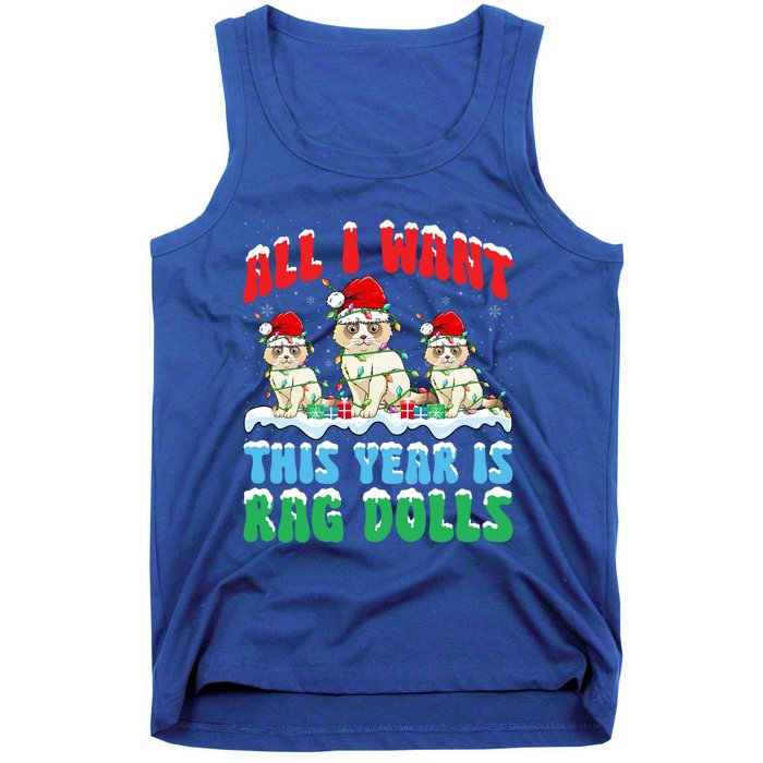 All I Want This Year Is Ragdoll Cat Wearing Christmas Hat Gift Tank Top