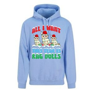 All I Want This Year Is Ragdoll Cat Wearing Christmas Hat Gift Unisex Surf Hoodie