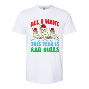 All I Want This Year Is Ragdoll Cat Wearing Christmas Hat Gift Softstyle CVC T-Shirt