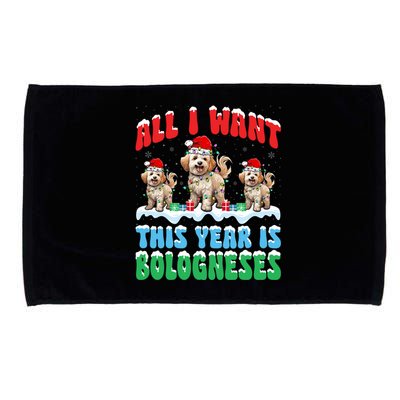 All I Want This Year Is Bolognese Dog Wearing Christmas Hat Gift Microfiber Hand Towel