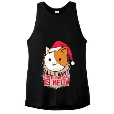 All I Want For Christmas Is Meow Funny Cat Gift Ladies PosiCharge Tri-Blend Wicking Tank