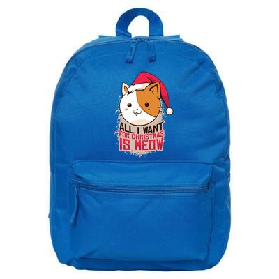 All I Want For Christmas Is Meow Funny Cat Gift 16 in Basic Backpack