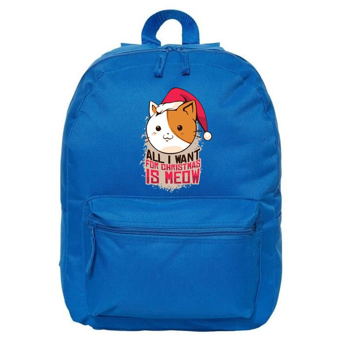 All I Want For Christmas Is Meow Funny Cat Gift 16 in Basic Backpack