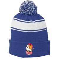 All I Want For Christmas Is Meow Funny Cat Gift Stripe Pom Pom Beanie