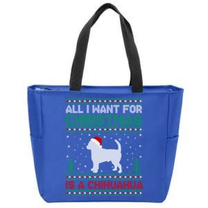 All I Want For Xmas Is A Chihuahua Dog Ugly Xmas Sweater Cool Gift Zip Tote Bag