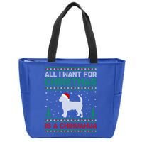 All I Want For Xmas Is A Chihuahua Dog Ugly Xmas Sweater Cool Gift Zip Tote Bag