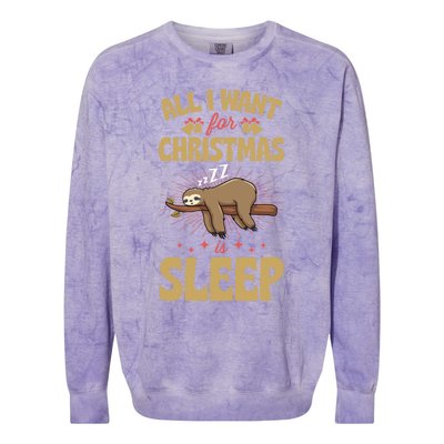 All I Want For Christmas Is Sleep Funny Cute Sloth Lover Nap Gift Colorblast Crewneck Sweatshirt