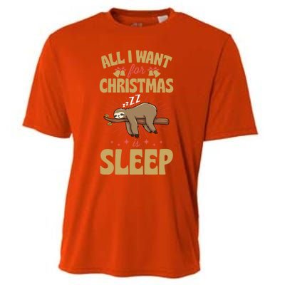 All I Want For Christmas Is Sleep Funny Cute Sloth Lover Nap Gift Cooling Performance Crew T-Shirt