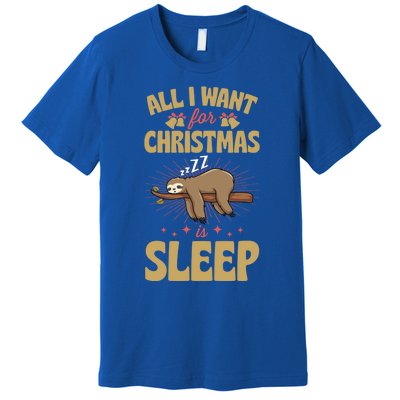 All I Want For Christmas Is Sleep Funny Cute Sloth Lover Nap Gift Premium T-Shirt