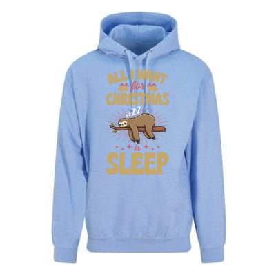 All I Want For Christmas Is Sleep Funny Cute Sloth Lover Nap Gift Unisex Surf Hoodie