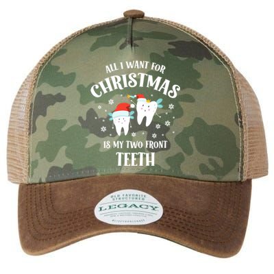 All I Want For Christmas Is My Two Front Teeth Funny Dentist Gift Legacy Tie Dye Trucker Hat