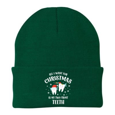 All I Want For Christmas Is My Two Front Teeth Funny Dentist Gift Knit Cap Winter Beanie