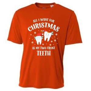 All I Want For Christmas Is My Two Front Teeth Funny Dentist Gift Cooling Performance Crew T-Shirt