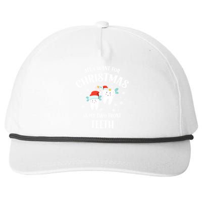 All I Want For Christmas Is My Two Front Teeth Funny Dentist Gift Snapback Five-Panel Rope Hat