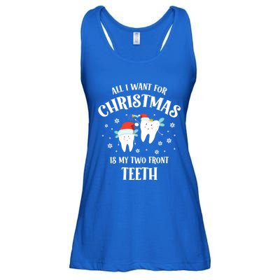 All I Want For Christmas Is My Two Front Teeth Funny Dentist Gift Ladies Essential Flowy Tank