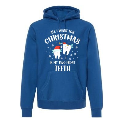 All I Want For Christmas Is My Two Front Teeth Funny Dentist Gift Premium Hoodie