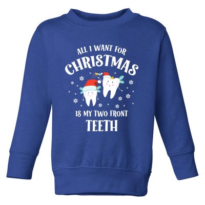 All I Want For Christmas Is My Two Front Teeth Funny Dentist Gift Toddler Sweatshirt